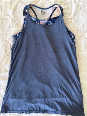 Athleta Girl Navy Tank with Tie-Dye Racerback Detail